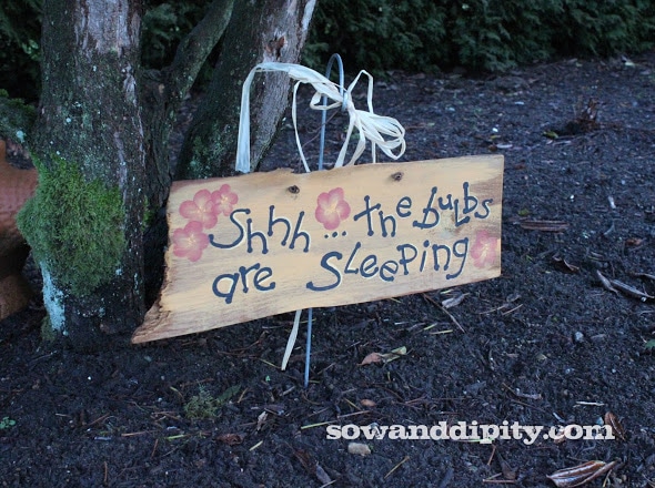 garden sign saying by sow and dipity