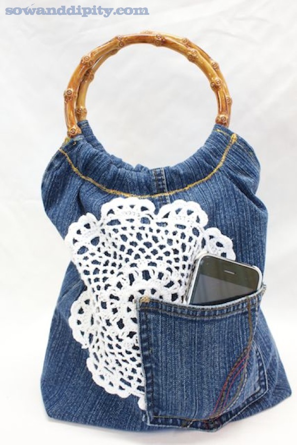  INTOA design Handmade Denim Coin Purse of Recycled Jeans,  Medium Blue : Handmade Products