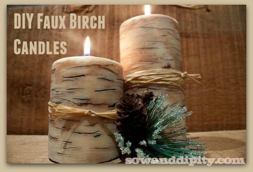 Faux Birch Candles